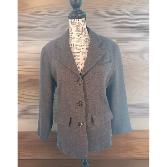 Womens Wool Blazer Classic Sz 2  Lined 3 Button Closure Gray  Pockets By Tweeds - Picture 1 of 15